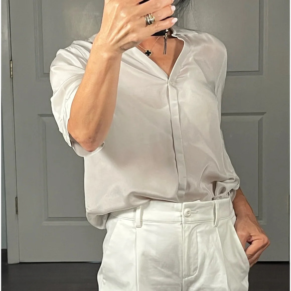 J. Crew 100 % silk button down shirt top blouse size Petite XXS - Picture 2 of 11